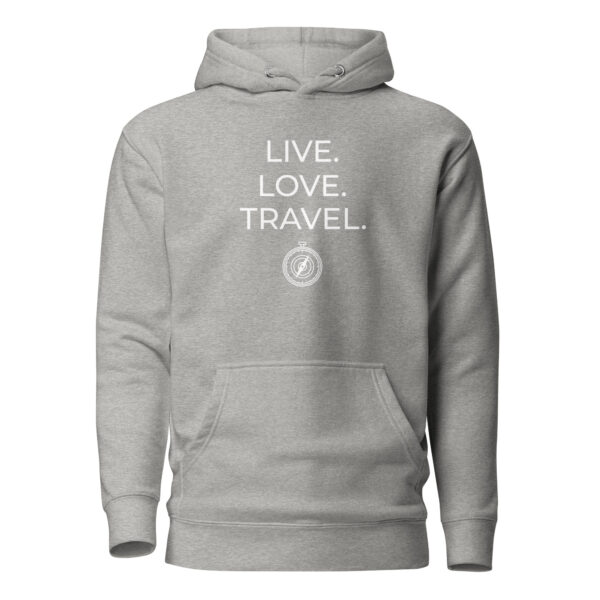 Unisex-Kapuzenpullover “Live. Love. Travel”